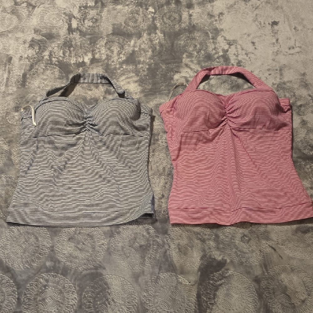 Energie Striped Camisoles - Black and Pink